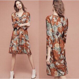 Hemant & Nandita Anthropologie Zeri Floral Tiered Ruffle Midi Dress Women's 2